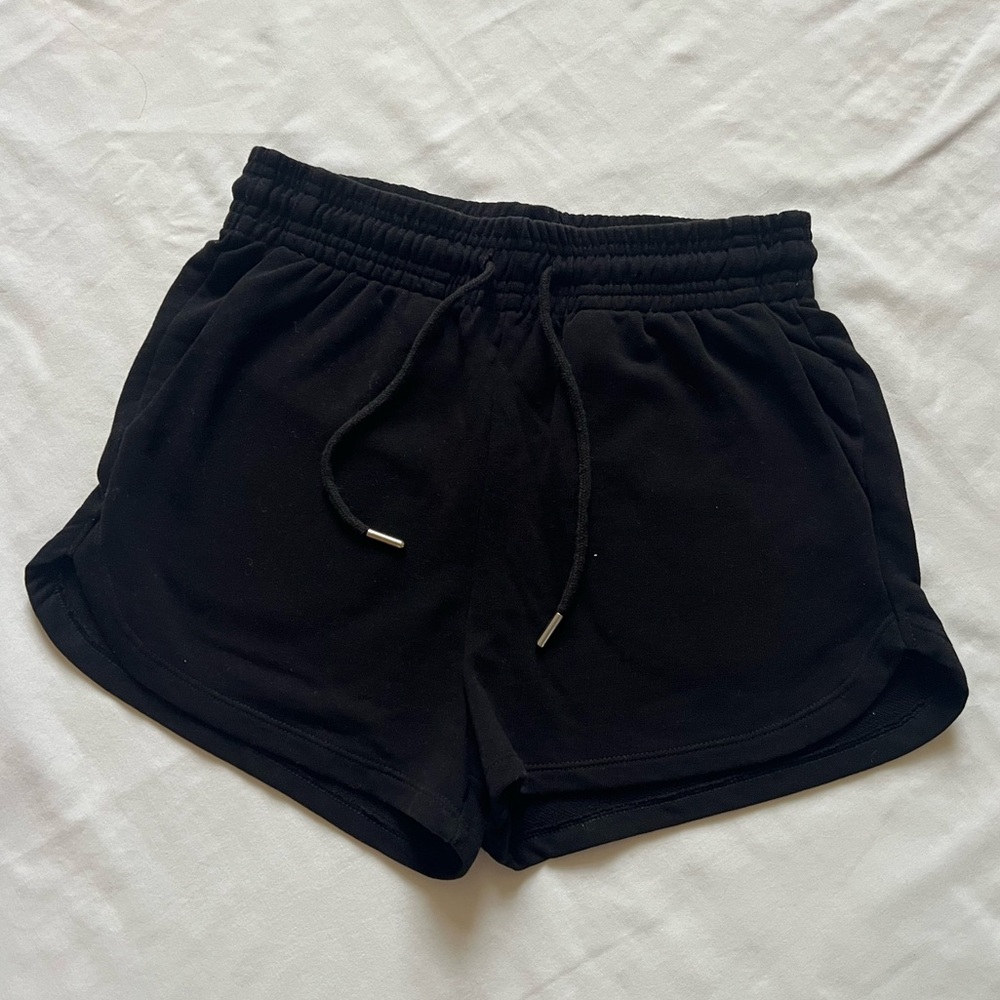 H&M Black Athletic Shorts with Curved Hem